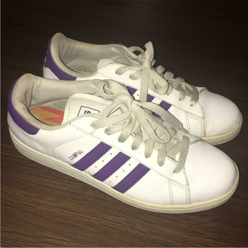 Adidas Mens Purple & White Shell Toe Shoes SZ 10.5
